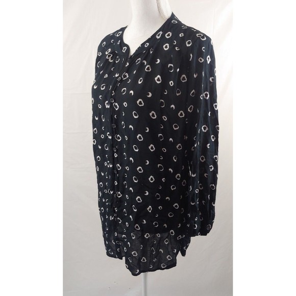 Rock Flower Paper Womens Top Small Black White Modal Long Sleeve Blouse Button - Picture 5 of 10